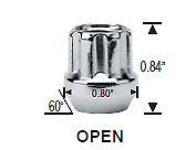 Open-End Spline Lug Nuts 1/2x20 Acorn Conical Seat 1/2 inch x 10 lugnuts 1 Key