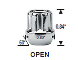 Open-End Spline Lug Nuts 1/2x20 Acorn Conical Seat 1/2 inch x 10 lugnuts 1 Key