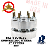 8x6.5 (8x165.1) to 8x180 / 116.7/124.1mm (CHEVROLET/GMC/HUMMER) USA MADE Wheel Adapters Hubcentric x 2pcs.